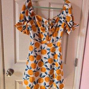 SHEIN Orange Fruit Dress Medium